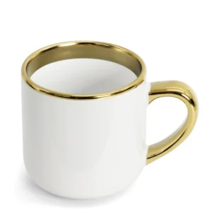 Caneca Imperial Cerâmica Branca para Sublimação Borda e Alça Dourada - 400ml